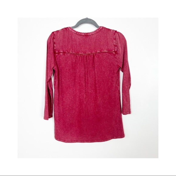 Lucky Brand V Neck Slit Womens Top Marled Red Size XS - Picture 4 of 6